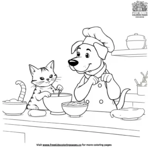 Cat And Dog Chef Coloring Pages