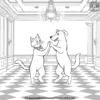 Cat And Dog Dancing Coloring Pages