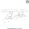 Cat And Dog In A Beach Coloring Pages