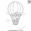 Cat And Dog In A Hot Air Balloon Coloring Pages