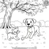 Cat And Dog Playing Coloring Pages