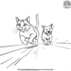 Cat And Dog Racing Coloring Pages