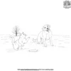 Cat And Dog Under Snow Coloring Pages