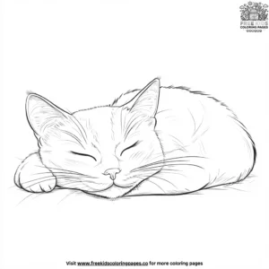 Cat napping coloring pages