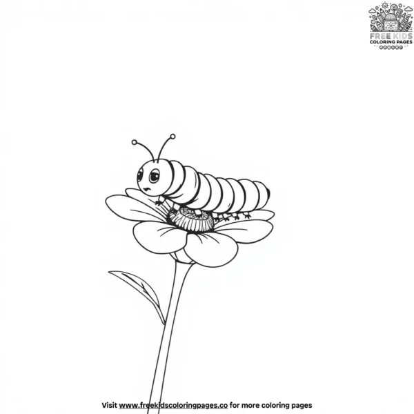 Caterpillar with flower coloring pages