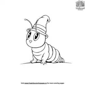 Caterpillar With Hat Coloring Pages