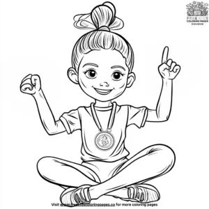 Free kids coloring pages home 74 Celebrating gymnast with medal coloring pages