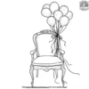 Chair Tied with Party Balloons Coloring Pages