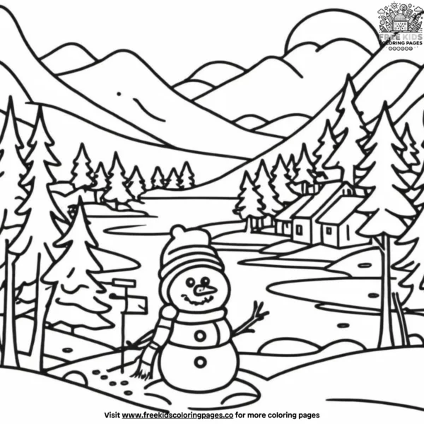 Charming winter landscapes coloring pages