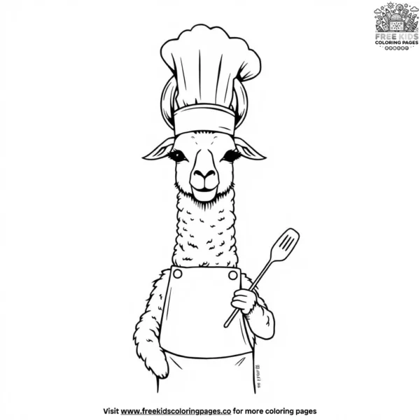 Chef llama coloring pages