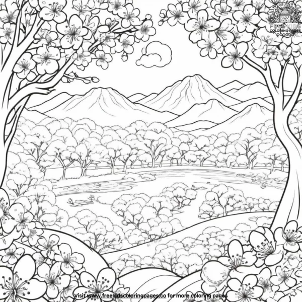 Cherry blossom bliss coloring pages