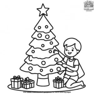 Christmas Tree Decorating Coloring Pages