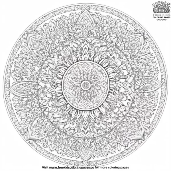 Circular mandala zentangle coloring pages