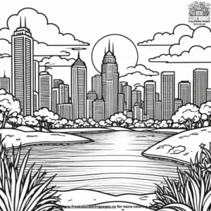 City Lights Sunset Coloring Pages