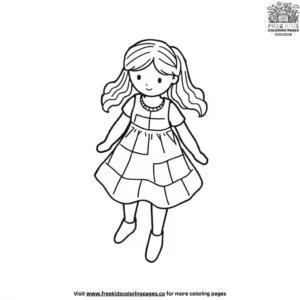 Cloth Doll with a Patchwork Dress Coloring Pages