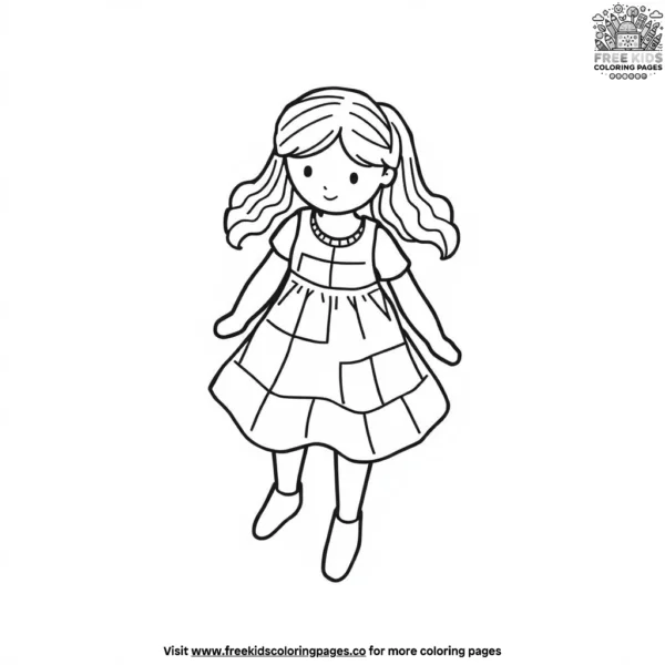 Cloth doll with a patchwork dress coloring pages