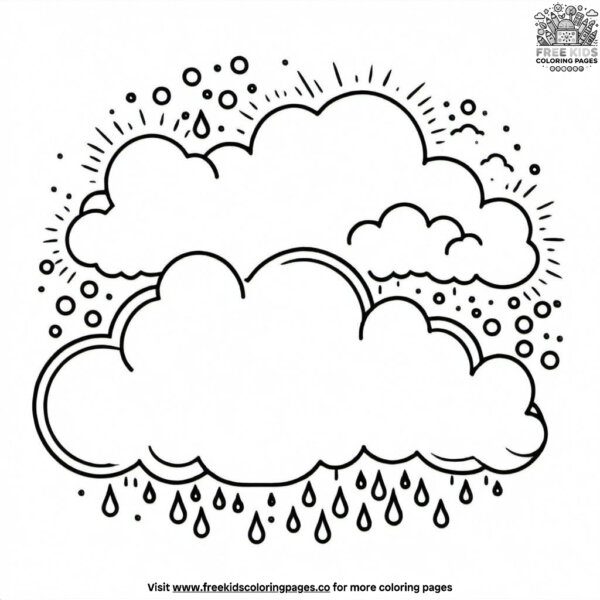 Cloud and raindrop coloring pages