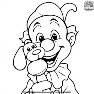 Clown Holding a Balloon Animal Coloring Pages