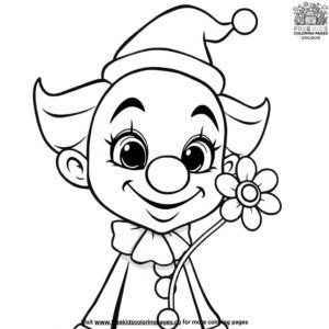 Clown Holding a Flower Coloring Pages