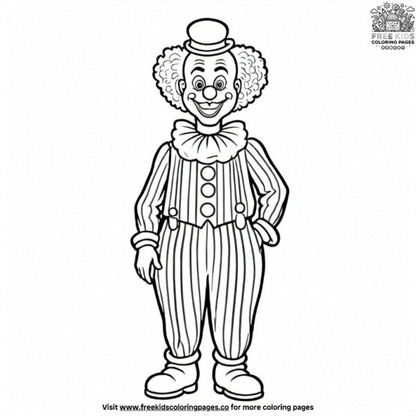 Clown in striped pants coloring pages