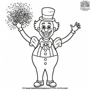 Clown with Confetti Coloring Pages