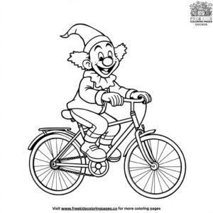 Clown with a Bicycle Coloring Pages