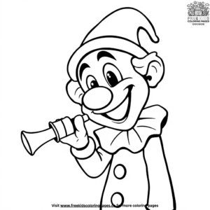 Clown with a Horn Coloring Pages