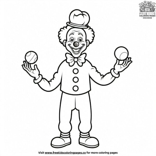 Clown with a juggling ball coloring pages