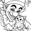 Clown with a Kitten Coloring Pages