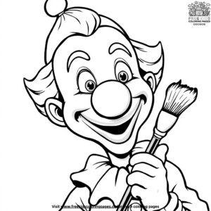 Clown with a Paintbrush Coloring Pages