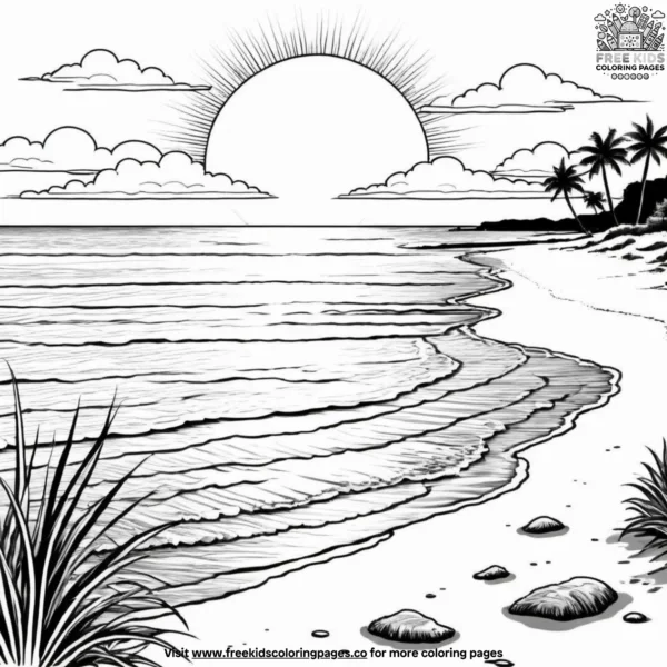 Coastal sunset coloring pages