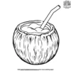 Coconut with a Straw Coloring Pages