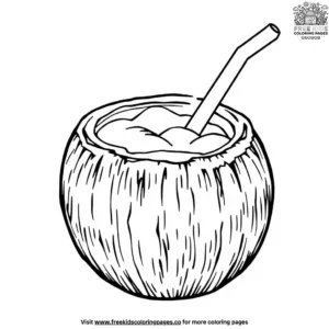 Coconut with a Straw Coloring Pages