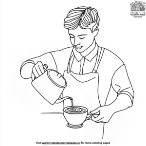 Coffee Shop Barista Coloring Pages