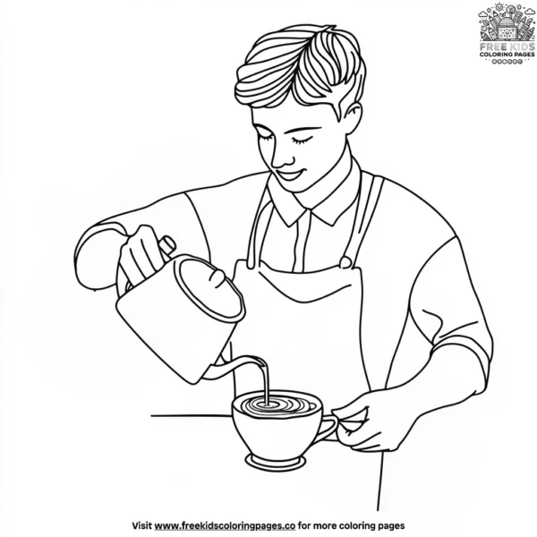 Coffee shop barista coloring pages