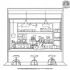 Coffee Shop Window Scenes Coloring Pages