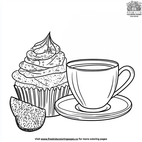 Coffee and cupcake delight coloring pages