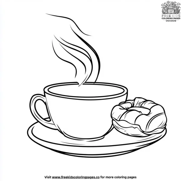 Coffee and pastry party coloring pages