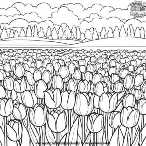 Colorful Tulip Field Coloring Pages