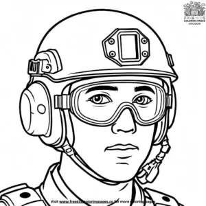 Combat Helmet with Goggles Coloring Pages