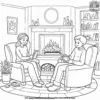 Couple's Cozy Fireplace Coloring Pages