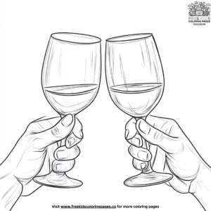 Couple's Glasses of Wine Coloring Pages