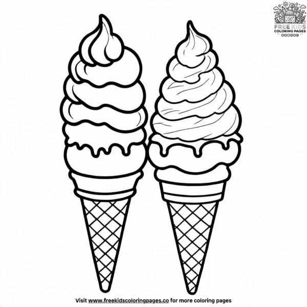 Couple’s ice cream cones coloring pages