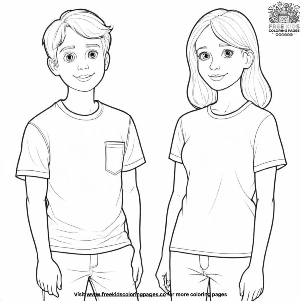 Couple's matching t shirts coloring pages