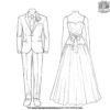 Couple's Suit and Dress Coloring Pages