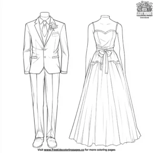 Couple's Suit and Dress Coloring Pages