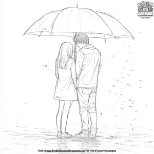 Couple's Umbrella Coloring Pages