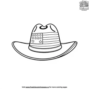 Cowboy Hat with USA Flag Coloring Pages