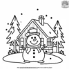 Cozy Cabin Winter Coloring Pages