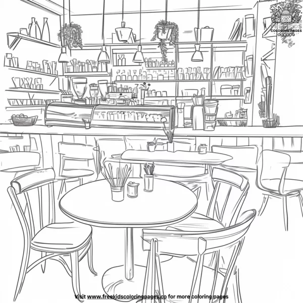 Cozy coffee shop coloring pages